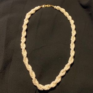 Napier Twisted Pearl Necklace Gold Tone Accents
